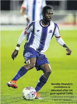  ?? / GERHARD DURAAN / GALLO IMAGES ?? Bandile Shandu’s confidence is elevated after his goal against Celtic.