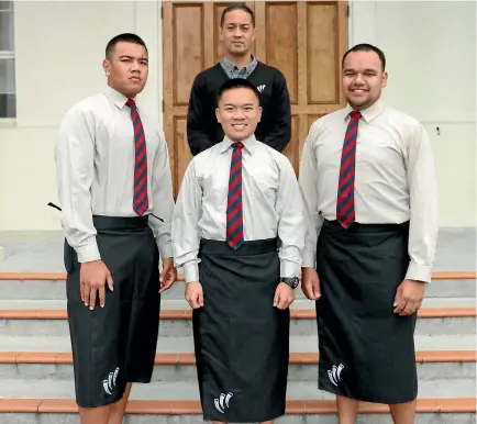  ??  ?? What’s wrong with schoolboys in skirts? Rotorua Boys’ High students in their lavalavas – an approved part of the school’s uniform.