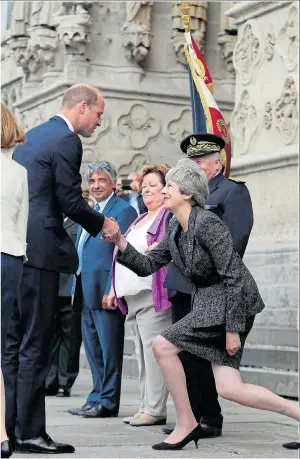  ??  ?? Prime Minister Theresa May gave a deep curtsey to the Prince
