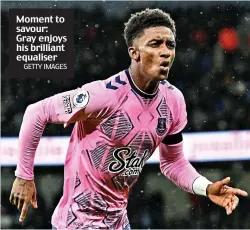  ?? GETTY IMAGES ?? Moment to savour: Gray enjoys his brilliant equaliser