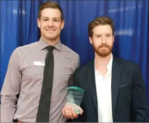  ?? Special to The Okanagan Weekend ?? Connor McCormack was named Okanagan College’s Co-op Student of the Year recently. Standing next to him is Jared Cook.
