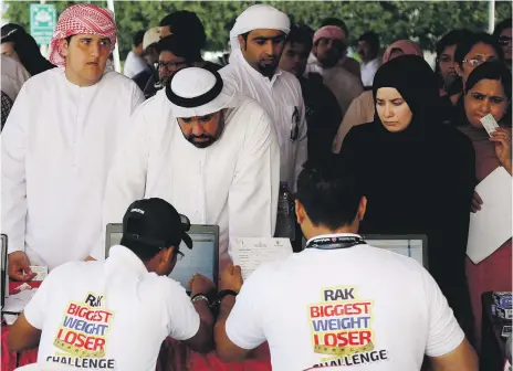  ?? Satish Kumar for the National ?? Ras Al Khaimah residents register for the RAK Biggest Weight Loser Challenge