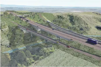  ?? ?? Artist impression of the overbridge interchang­e at Te Rangituane­hu/ Minden Road is a collection of three bridges providing on and off ramps. IMAGES: Supplied.