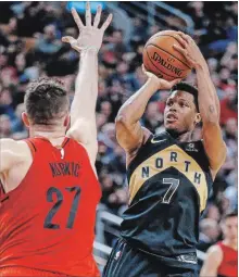  ?? RICK MADONIK TORONTO STAR ?? Toronto Raptors guard Kyle Lowry has already set a new franchise high for three-pointers this season.