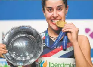  ?? // AFP ?? Carolina Marín, tras imponerse en el All England Open