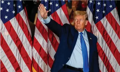  ?? ?? Donald Trump leaves after speaking at a campaign rally in Claremont, New Hampshire, on Saturday. Photograph: Joseph Prezioso/AFP/ Getty Images