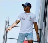  ?? — AFP ?? Mercedes’ Lewis Hamilton at the Silverston­e circuit on Thursday ahead of Sunday’s British GP.