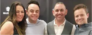  ??  ?? Star turn: Toward, left, paid to meet Ant and Dec at a charity auction