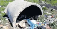  ??  ?? NOT WANTED: A newborn baby was found hidden inside this pipe