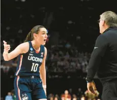  ?? STEVE DYKES/AP ?? Uconn guard Nika Muhl said that the Huskies went through periods of shock then mourning before coming to terms with each of the team’s players’ season-ending injuries.