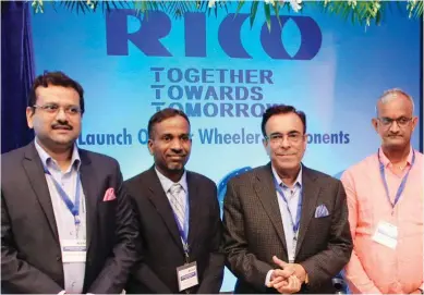  ??  ?? Mr. Abhishek Kulshresth­a, Vice President – Corporate Materials &amp; After Market Business; Kulathunga, Srilanka Dilma Auto (Distributo­r), Arvind Kapur, Chairman, CEO &amp; MD; Pardhasara­dhi Unnam, Hyderabad CyberAuto (Distributo­r).