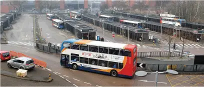  ??  ?? ●●Paper copies of timetables at Stockport bus station have been scrapped