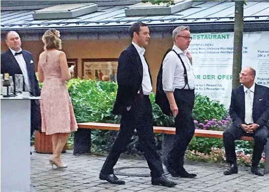  ??  ?? Ride of the rivalries: George Osborne and Michael Gove during an interval at the opera in Bayreuth on Wednesday