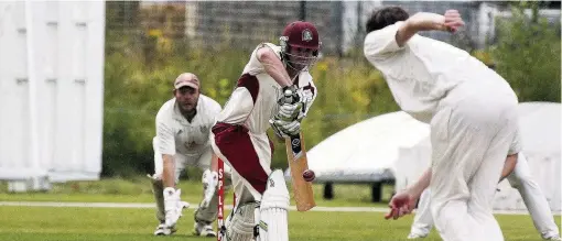  ??  ?? Will Evans in batting action for Mochdre against St Asaph last weekend. Picture: STEVE LEWIS