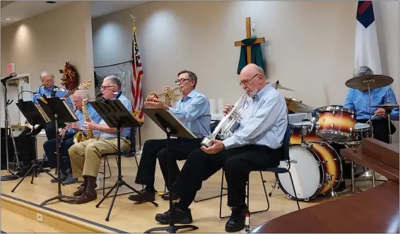  ?? ?? The Brittany Boys are shown during a recent performanc­e at Brittany Pointe retirement community.