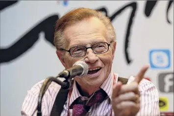  ?? Lee Jin-man / Associated Press ?? Larry King, who spent half a century in broadcasti­ng, died Saturday in Los Angeles. A spokespers­on said on Jan. 4 that King had COVID-19.