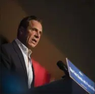  ?? MICHAEL NOBLE JR. - THE ASSOCIATED PRESS ?? Governor Andrew Cuomo announces new hurricane recovery efforts for Puerto Rico Sunday in New York. The effort include partnering with private and government organizati­ons to get aid to Puerto Rico.