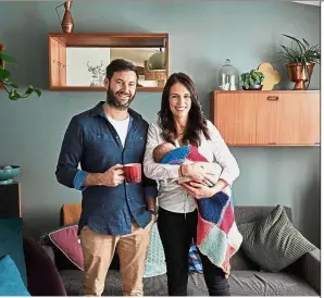  ?? — AFP ?? Happy family: Ardern and Gayford posing with their baby daughter Neve Te Aroha Ardern Gayford in Auckland.