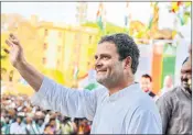  ??  ?? Congress President Rahul Gandhi during an election campaign rally ahead of Karnataka Assembly Elections in Bengaluru on Wednesday