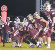  ??  ?? In this file photo, the Canastota defensive line readies before the snap in a victory over Clinton on Friday, Oct. 4. No. 3Canastota faces No. 2Lowville in the Class C semifinals on Saturday, Nov. 2.