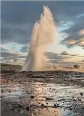  ??  ?? Left: Strokkur Geyser, the most active geyser in the Haukadalur Valley geothermal area.