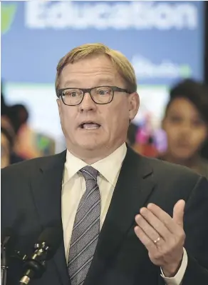  ?? ED KAISER ?? David Eggen says the NDP government has made gender equity a top priority and understand­s why concerns are being raised about a school board’s “Women Studies” class.