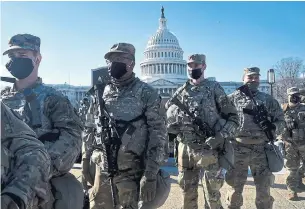  ?? OLIVIER DOULIERY AFP VIA GETTY IMAGES ?? The obligation of the National Guard is to forcibly disrupt any attack aimed at the inaugurati­on, with a lone shooter, potentiall­y one of their own, the gravest worry among security authoritie­s.