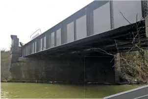  ?? TOM INGALL ?? The canal bridge was all but complete in this early 2020 view. Only the lattice metalwork remains to be replaced, hampered first of all by extreme weather and then the pandemic lockdown.