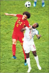  ??  ?? Belgium's Axel Witsel (L) vies for the header with Panama's Armando Cooper at the Fisht Stadium in Sochi on Monday.