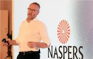  ??  ?? NASPERS chief executive Bob van Dijk said the past year was transforma­tional for the group since the listing of its internatio­nal internet assets as Prosus on Euronext Amsterdam last September. | Reuters