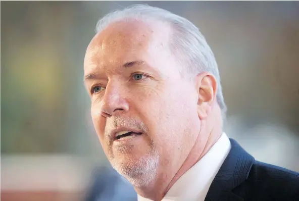  ?? — THE CANADIAN PRESS FILES ?? ‘I don’t want to see inconsiste­nt policies come forward from other jurisdicti­ons. We’ll have to work, of course, with the Mayors’ Council … We haven’t spoken directly on this initiative, but we will in the future,’ says Premier John Horgan.