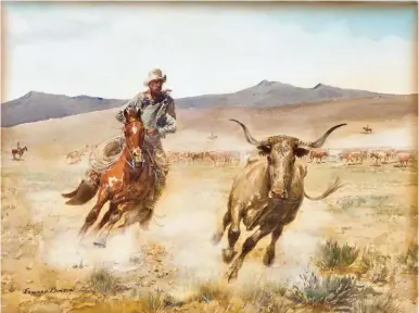  ??  ?? Edward Borein (1872-1945), California Vaquero, watercolor, 145⁄8 x 195⁄8” Estimate: $60/90,000 SOLD: $138,000