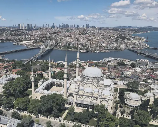  ??  ?? An aerial view of the historical district of Istanbul during the last day of a four-day curfew due to the coronaviru­s outbreak, Turkey, May 26, 2020.