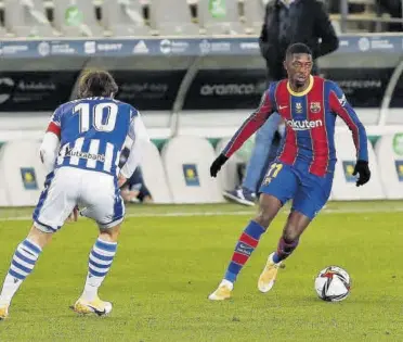  ??  ?? Gran partido y actitud de Dembélé ante la Real Sociedad //VALENTÍ ENRICH