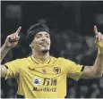  ?? ?? 0 Raul Jimenez celebrates his goal against Everton