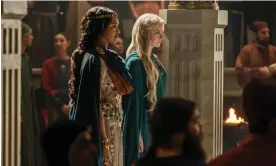  ?? ?? Oh go on then … Queen-regent Míriel (Cynthia Addai-Robinson) agrees to join Galadriel (Morfydd Clark) on her voyage. Photograph: Prime Video