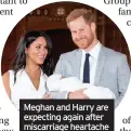  ??  ?? Meghan and Harry are expecting again after miscarriag­e heartache