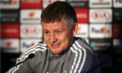  ?? Photograph: TimGoode/PA ?? Ole Gunnar Solskjaer during the Manchester United press conference on Wednesday.