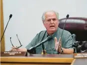  ?? ERIC GAY/AP ?? Don McLaughlin, the mayor of Uvalde, Texas, speaks Tuesday during a special emergency council city meeting.