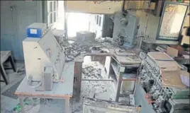  ?? SANJEEV KUMAR/HT ?? A control room at the Balluana railway station in Fazilka district that was set afire by followers of Dera Sacha Sauda after the conviction of the sect head in a rape case on Friday.