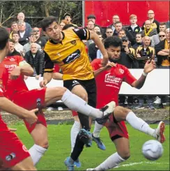  ?? Picture: Steve Terrell ?? Hady Ghandour equalises for champions Maidstone at Welling on Bank Holiday Monday