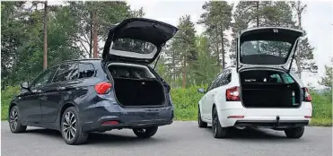  ??  ?? PRAKTISKE: Skoda Octavia er snaut ti centimeter lengre enn Fiat Tipo, og har i tillegg fått mer ut av den innvendige plassen. Den tar 610 liter i bagasjerom­met, 60 mer enn Tipo.