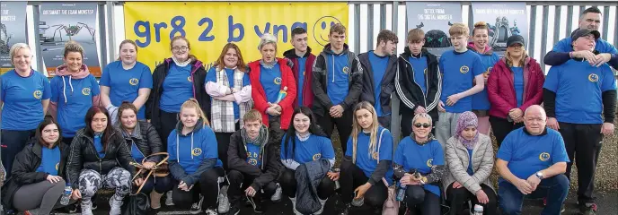  ??  ?? Students from Wicklow Youthreach at the Wicklow Youth Mental Health Initiative’s 5k Positive Steps walk at the Murrough.