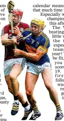  ?? ?? BIG HITTERS: Pádraic Maher and that shoulder with Galway’s Joe Canning