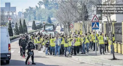  ?? SANTI GARCÍA ?? A la izquierda, concentrac­ión junto a la sede de la Consejería de Agricultur­a en Badajoz. A la derecha, marcha en Plasencia.
