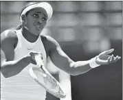  ?? BEN STANSALL/GETTY-AFP ?? Sloane Stephens reacts after losing a point against Donna Vekic in a first-round match Monday at Wimbledon.