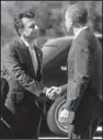  ?? AP/PABLO MARTINEZ MONSIVAIS ?? Louisiana Gov. Bobby Jindal greets President Barack Obama at the airport Friday in New Orleans as he arrives for a speech on the economy.