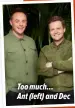  ?? ?? Too much…
Ant (left) and Dec