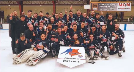  ?? - Collaborat­ion spéciale: Louis Légère ?? Les Alpines de Tracadie sont les champions 2018 des séries éliminatoi­res de la Ligue de hockey senior Acadie-Chaleur.