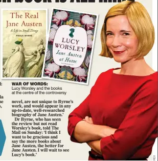  ??  ?? Lucy Worsley and the books at the centre of the controvers­y WAR OF WORDS: